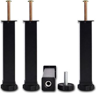 OEM Patas Universales Ajustables De 30 Cm (&plusmn;2 Cm) Para Bases De Cama De L&aacute;minas - Negras, Juego De 4