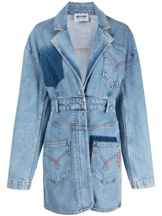 Moschino Abito corto denim con revers a lancia - Blu