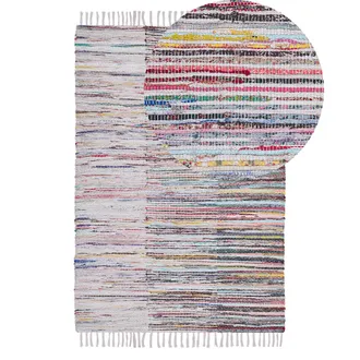 Beliani Beliani - Alfombra A Rayas Multicolores De Algod&oacute;n 140 X 200 Cm Rectangular Tejida A Mano Mersin