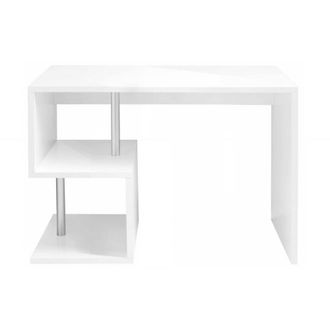 Dmora Escritorio efecto madera blanco brillo 100x50h78 cm
