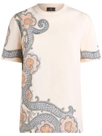 Etro Year of Snake cotton t-shirt - women - Cotton - M - Neutrals