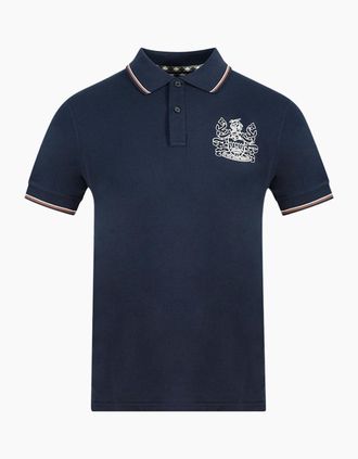 Aquascutum Mens Aquascutum Aldis Crest Blue Polo Shirt - Navy - Size: 38