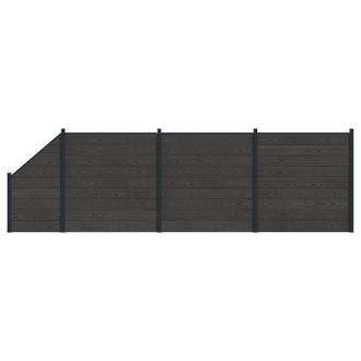 vidaXL Panel De Valla 4 Pcs Wpc Y Aluminio Negro Vidaxl