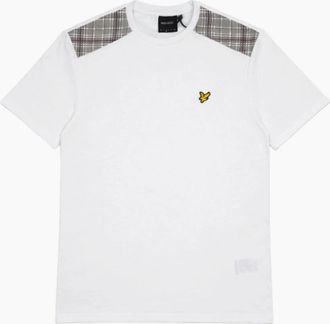 Lyle & Scott Mens Lyle & Scott Check Panelled T-Shirt White - Size: 40