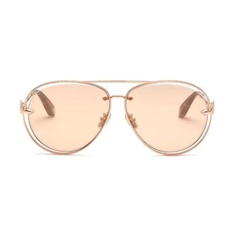 Roberto Cavalli Sunglasses Aviator Full Rim, Shiny Copper Gold Frame And Orange Lens