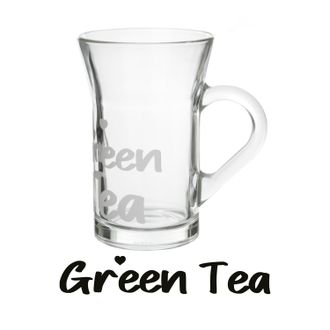 KASANOVA Tazza t&egrave; in vetro 230 ml scritta Green Tea