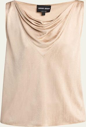 Giorgio Armani Cowl-Neck Metallic Jersey Top