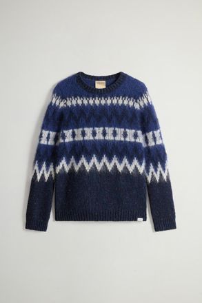 Woolrich donna Maglione Fair Isle in misto lana Blu Taglia XS