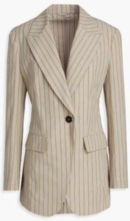 Brunello Cucinelli Beige Striped Tailored Jacket, Brand Size 40 (US Size 6)