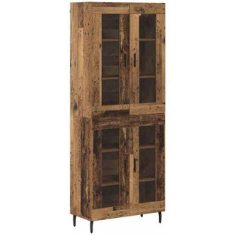 vidaXL Aparador Alto 2 Pcs Madera Vieja Madera De Ingenier&iacute;a Y Vidrio Vidaxl