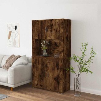 vidaXL Vidaxl - Aparador Alto Madera Contrachapada Roble Ahumado