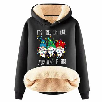 Generic Hoodies for Teen Girls Fleece Christmas Ugly Sweatshirts Funny Printed Xmas Pullover Shirt Cute Sweaters Winter Clothes Jumpers for Women uk Black
