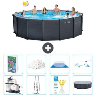Intex Piscina Graphite Panel Redonda - 478x124 Cm - 9-piezas S675