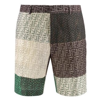 Fendi Casual Shorts, male, Multicolor, Size: L Linen Bermuda Shorts