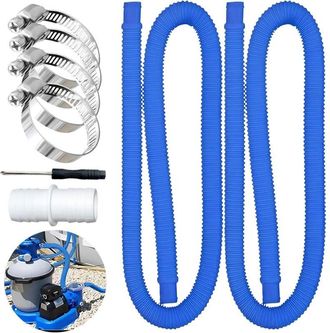 OEM Manguera De Piscina De 150 Cm, &Oslash;32 Mm, Con 4 Clips Met&aacute;licos De Seguridad, Color Azul