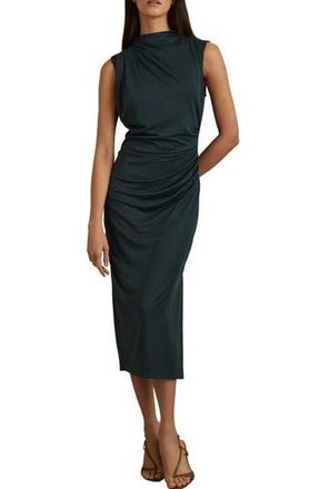 Reiss Beau Ruched Sheath Midi Dress in Dark Green at Nordstrom Rack, Size X-Large