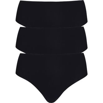 Commando Classic 3-Pack High Rise Thongs in Multi-Pack Black at Nordstrom, Size X-Small