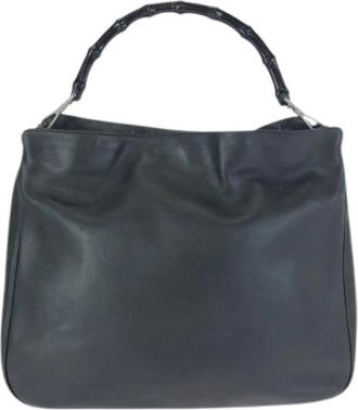 Gucci Pre-owned Bamboo Leather 2way Tas - Dames - Vintage Schoudertas - Zwart - ONE Size - Leer - Vintage