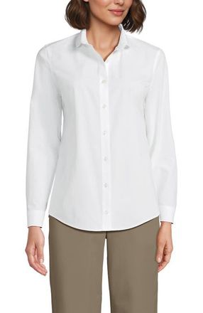 Lands End Long Sleeve Peter Pan Collar Broadcloth Shirt in White at Nordstrom, Size 10