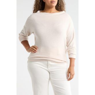 Renee C Brushed Knit Long Sleeve Top in Oatmeal at Nordstrom Rack, Size 1X
