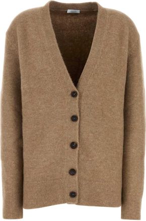 Ferragamo Womens Camel Stretch Alpaca Blend Oversize Cardigan - Tan Wool - Size X-Small