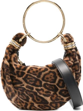 Chlo&eacute; bracelet-handle shearling shoulder bag - Brown