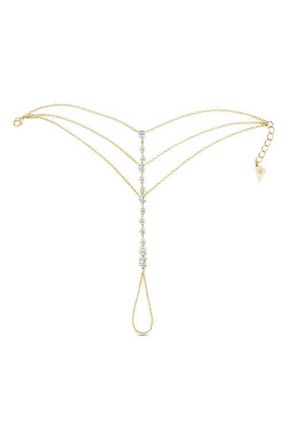 Sterling Forever Anselma Cubic Zirconia Hand Chain in Gold at Nordstrom