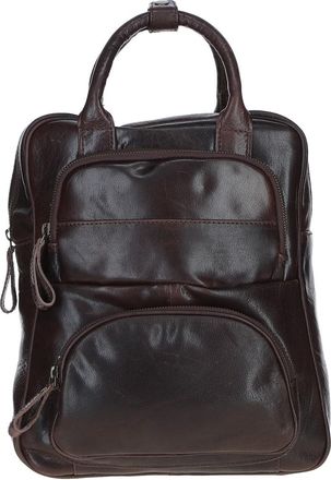 Ashwood Leather Mens Compact Backpack with Front Zip Pockets - Brown - One Size