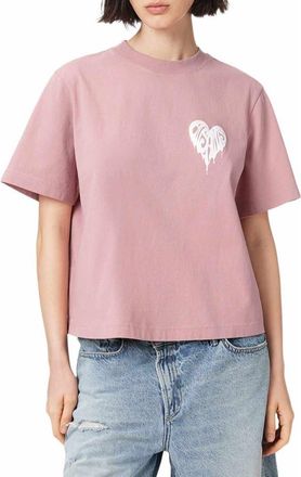 AllSaints Trip Lisa Boxy Cotton Graphic T-Shirt in Woodrose Pink at Nordstrom, Size X-Small