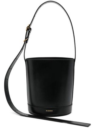 Jil Sander Cannolo logo-lettering bucket bag - Black
