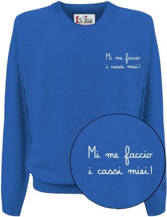 MC2 Saint Barth Truien - Heren - V-hals truien - Blauw - L - Kasjmier - Truien & Vesten