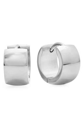 Steeltime 18k Gold Plated Wide Huggie Hoop Earrings in Silver at Nordstrom Rack