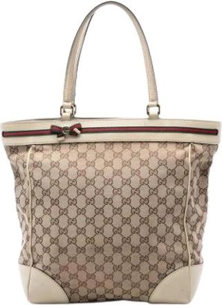 Gucci Pre-owned Mayfair Tote Bag - Dames - Vintage Shopper - Beige - ONE Size - Leer - Vintage