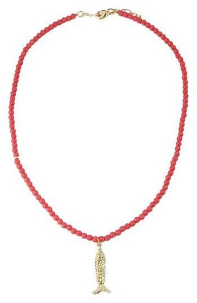 Panacea Coral Stone Fish Pendant Necklace in Pink at Nordstrom Rack