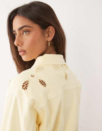 Good American Essential - Giacca corta in cotone con cut-out color limone in coordinato-Giallo