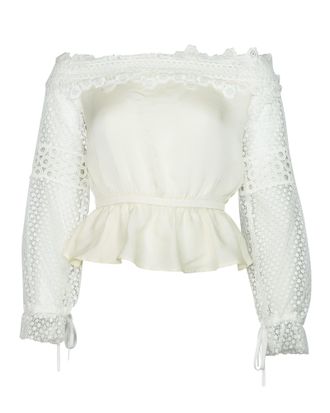 Self Portrait Self Portrait Off the Shoulder Top in White Polyester