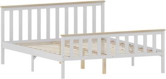 Home Discount Milan King Wooden Bed, High Foot End with Gel Memory Foam Pocket Spring Mattress, White & Pine
