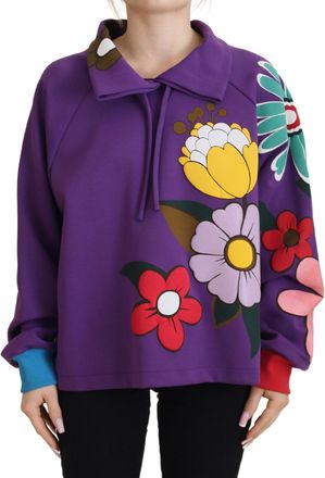 Dolce & Gabbana Womens Floral Print Sweatshirt Tsh83259 - Purple Cotton - Size EU 38 (Womens)