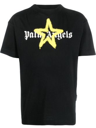 Palm Angels T-shirt met logoprint - Zwart