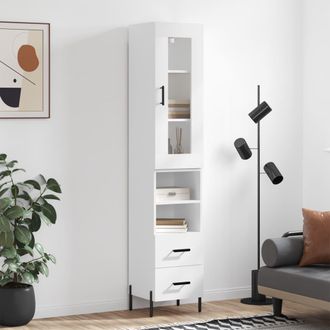 vidaXL Aparador Alto Madera Contrachapada Blanco 34,5x34x180 Cm Vidaxl
