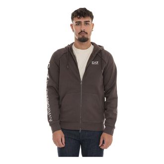 Emporio Armani Zip-throughs, male, Brown, M, Casual Cotton Sweatshirt for Men