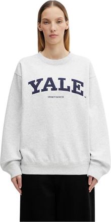 Sporty & Rich Yale Ivy Crewneck Sweatshirt - Dames - Sweatshirts - Grijs - M - Katoen - Hoodies & sweatvesten