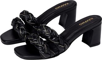 Kaanas Tartu Braided Heel with Contrast Stitching Black H00140R-001 Womens