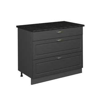 Vicco Mueble Bajo De Cocina Fame-line, Antracita-oro Landhaus/antracita, 100 Cm, Et Antracita, Vicco