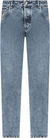 Brunello Cucinelli Jeans dritti con ricamo - Blu