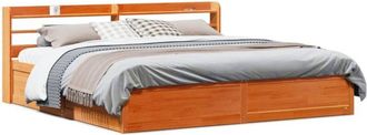 vidaXL Vidaxl - Estructura Cama Con Cabecero Madera Pino Marr&oacute;n Cera 180x200 Cm