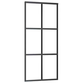 vidaXL Vidaxl - Puerta Corredera Esg Vidrio Y Aluminio Negra 90x205 Cm