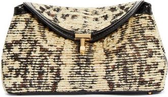 Toteme Mini T-Lock Paisley Jacquard Clutch in Rye/black at Nordstrom
