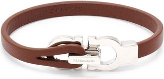 Ferragamo double Gancio bracelet - men - Brass/Leather - One Size - Brown