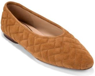 Cole Haan Jasleen Quilted Ballet Flat in Tobacco Quilted Suede at Nordstrom, Size 7.5